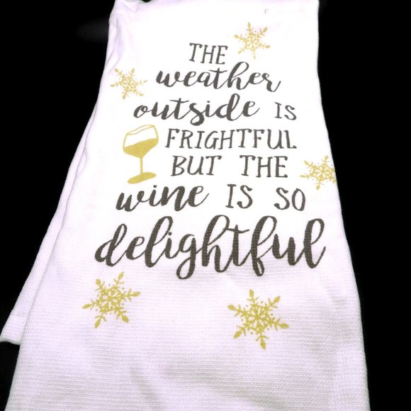 Casaba Christmas WinterTheme Dish Towel/ Wine Theme/Party - Picture 1 of 3